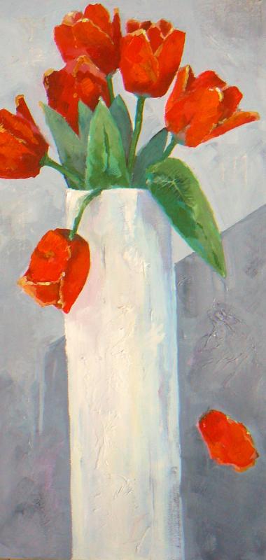 “Tulips in a Vase,” acrylic, Joyce Condry, Gallery One artist.